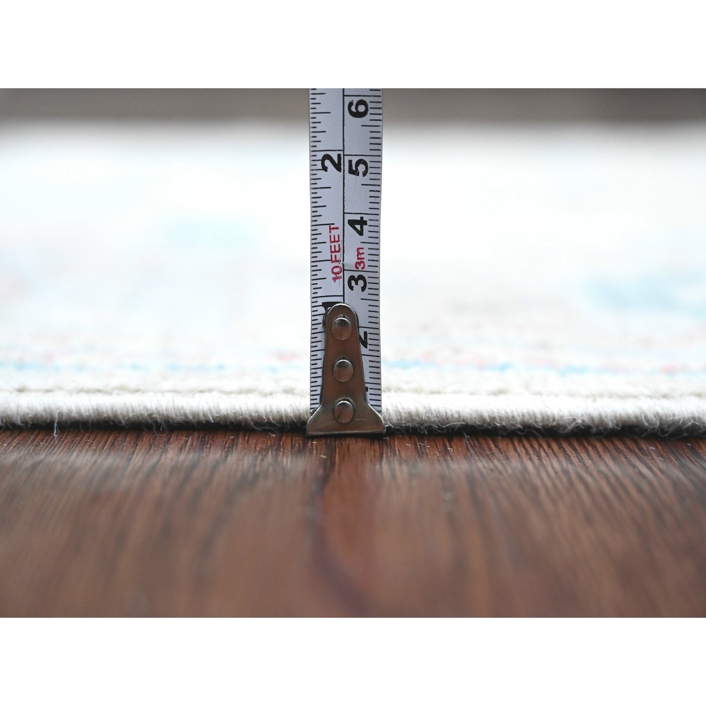 3'X11'8" White Afghan Angora Oushak Hand Knotted Pure Wool Runner Rug