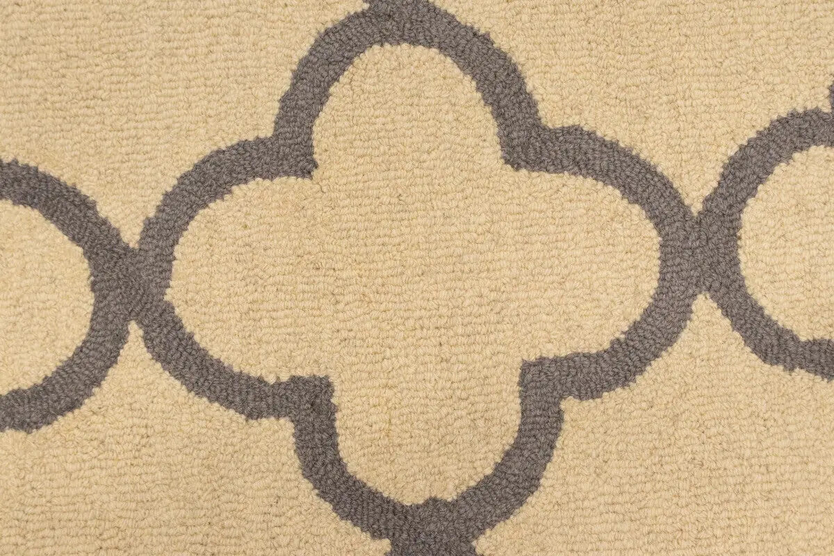 5X8 Ft Hand-Tufted Cream & Taupe Wool Rug Modern