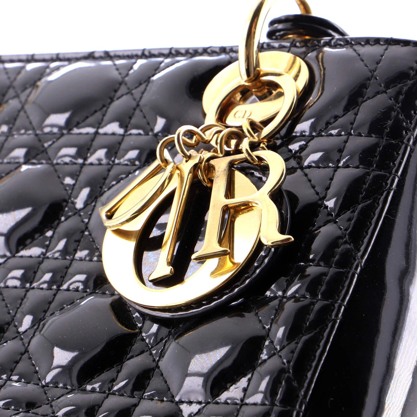 Christian Dior Lady Dior Bag Cannage Quilt Patent Medium