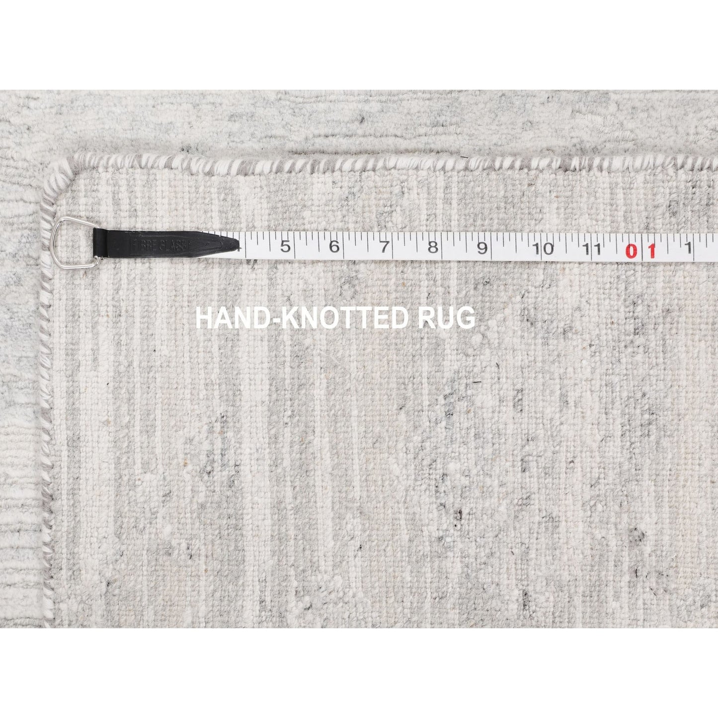 2'6"X8' Modern Hand Spun Runner Undyed Natural Wool Hand Knotted Rug