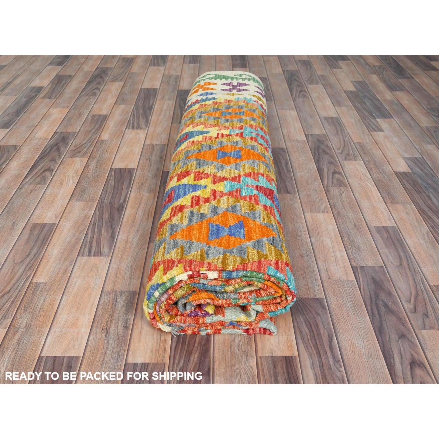 10'4"X16'1" Colorful Hand Woven Afghan Kilim Organic Wool Oversized Rug