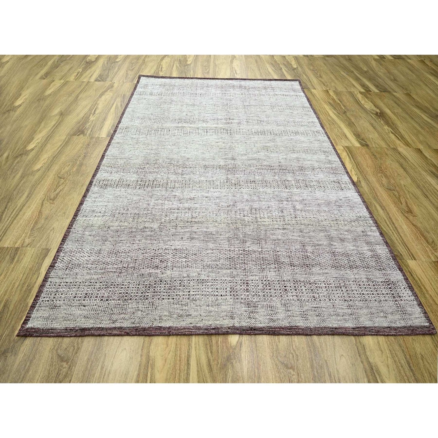 8'X10' Red & White Oxidized Grass Design Wool Hand Knotted Oriental Rug