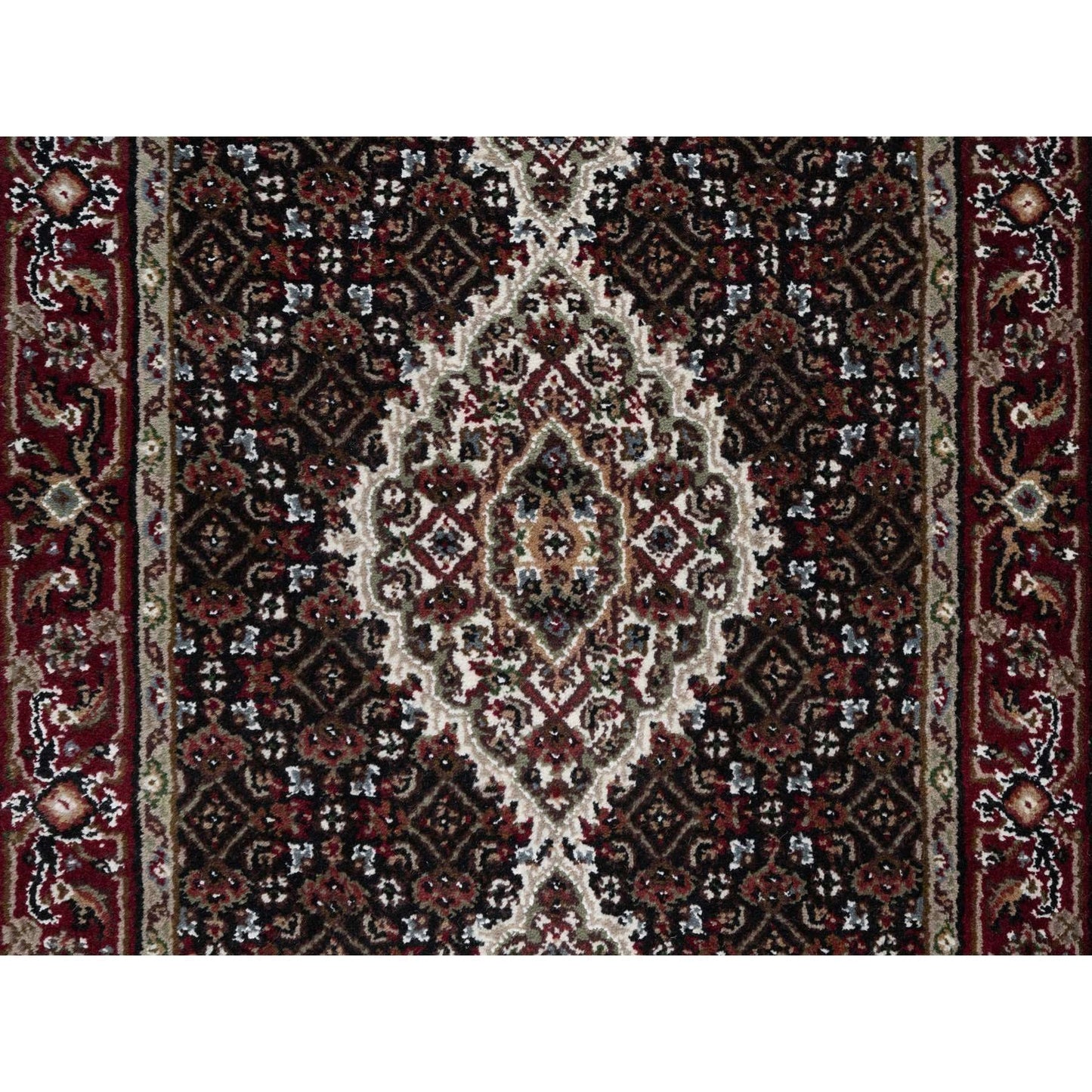 2'7"X24'1" Black Tebraz Mahi Fish Design Hand Knotted Wool Xl Runner Rug