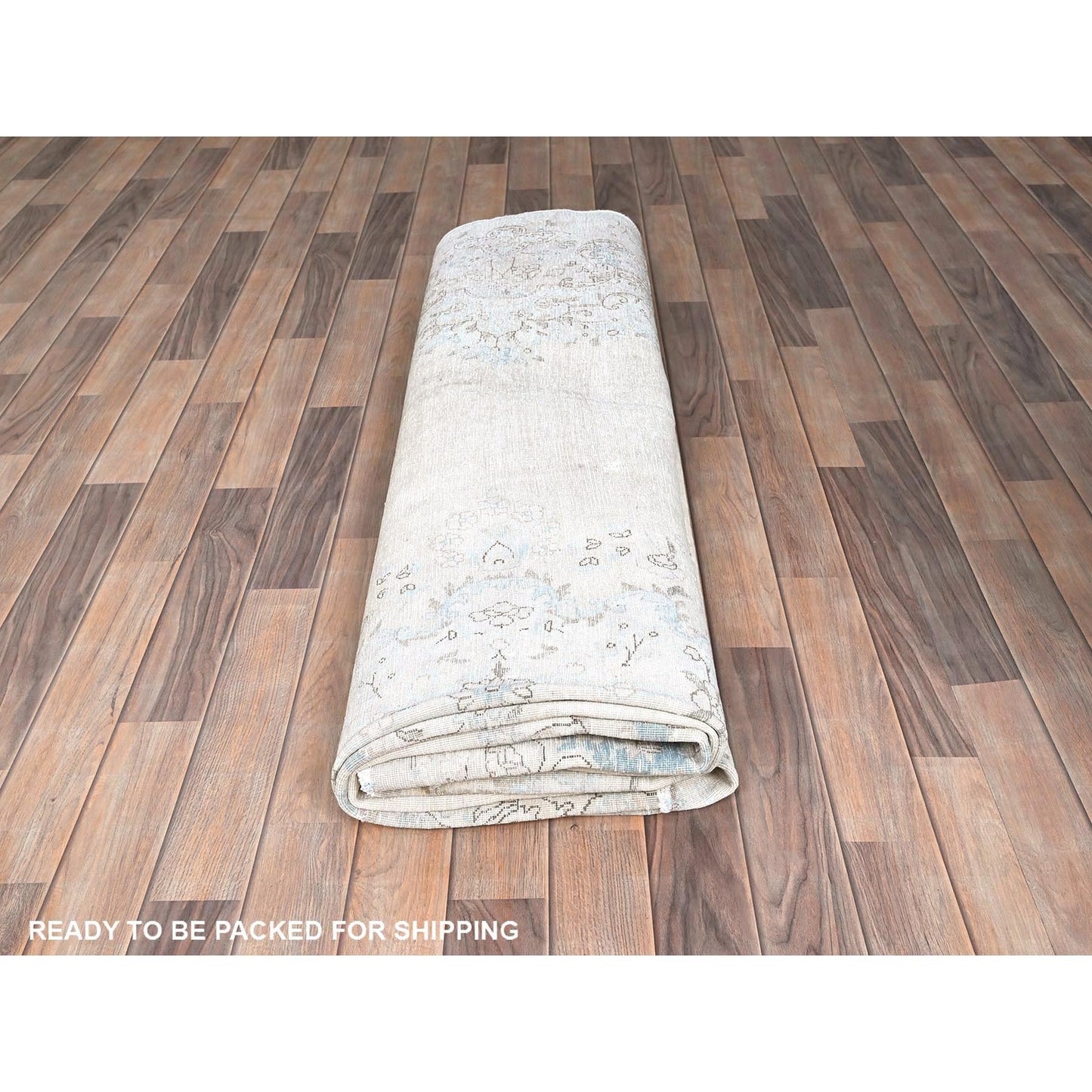 8'2"X11'8" Blue Vintage Zoroastrian Karman 100% Wool Hand Knotted Rug