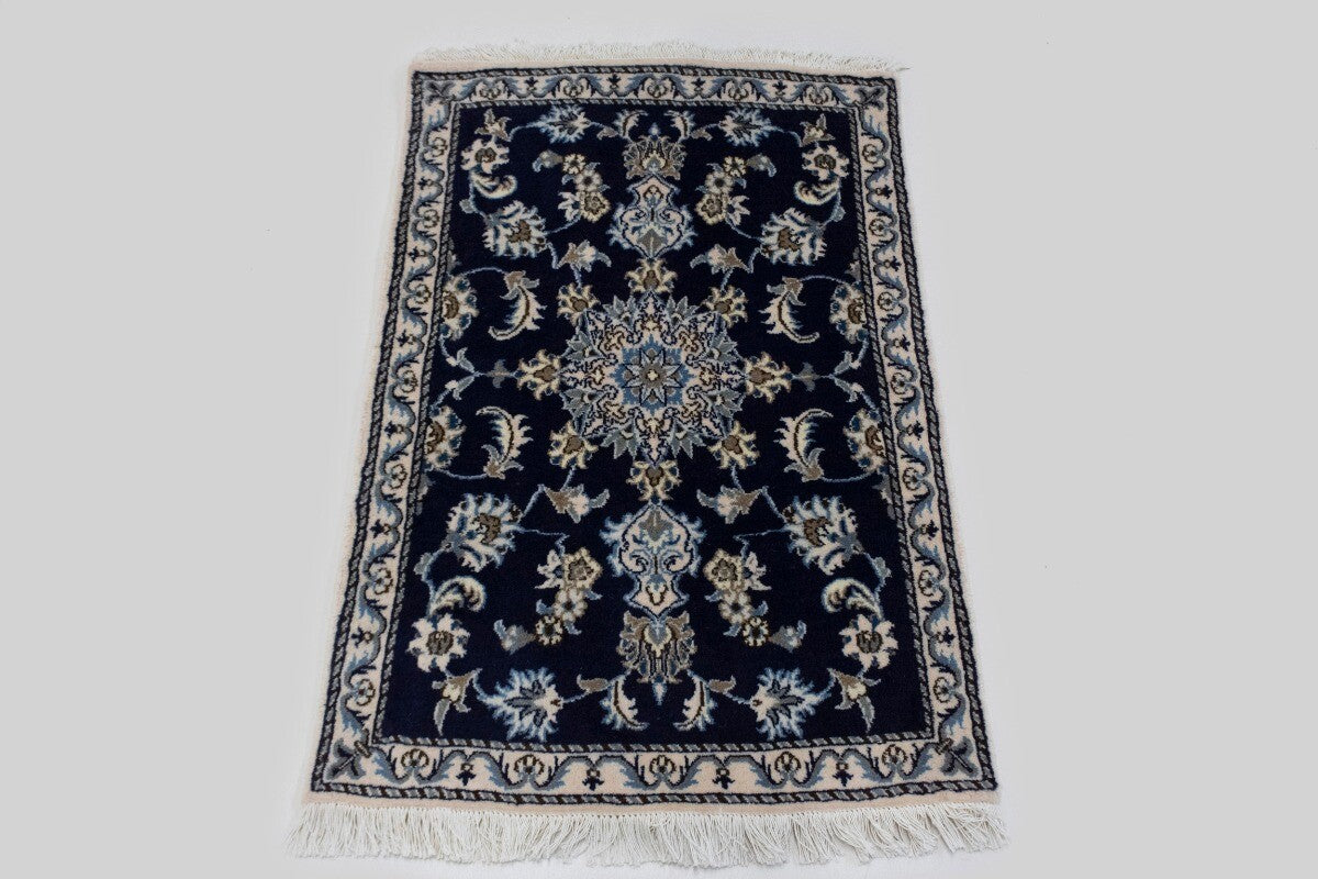 Handmade Traditional Navy Thick Pile Rug Small
