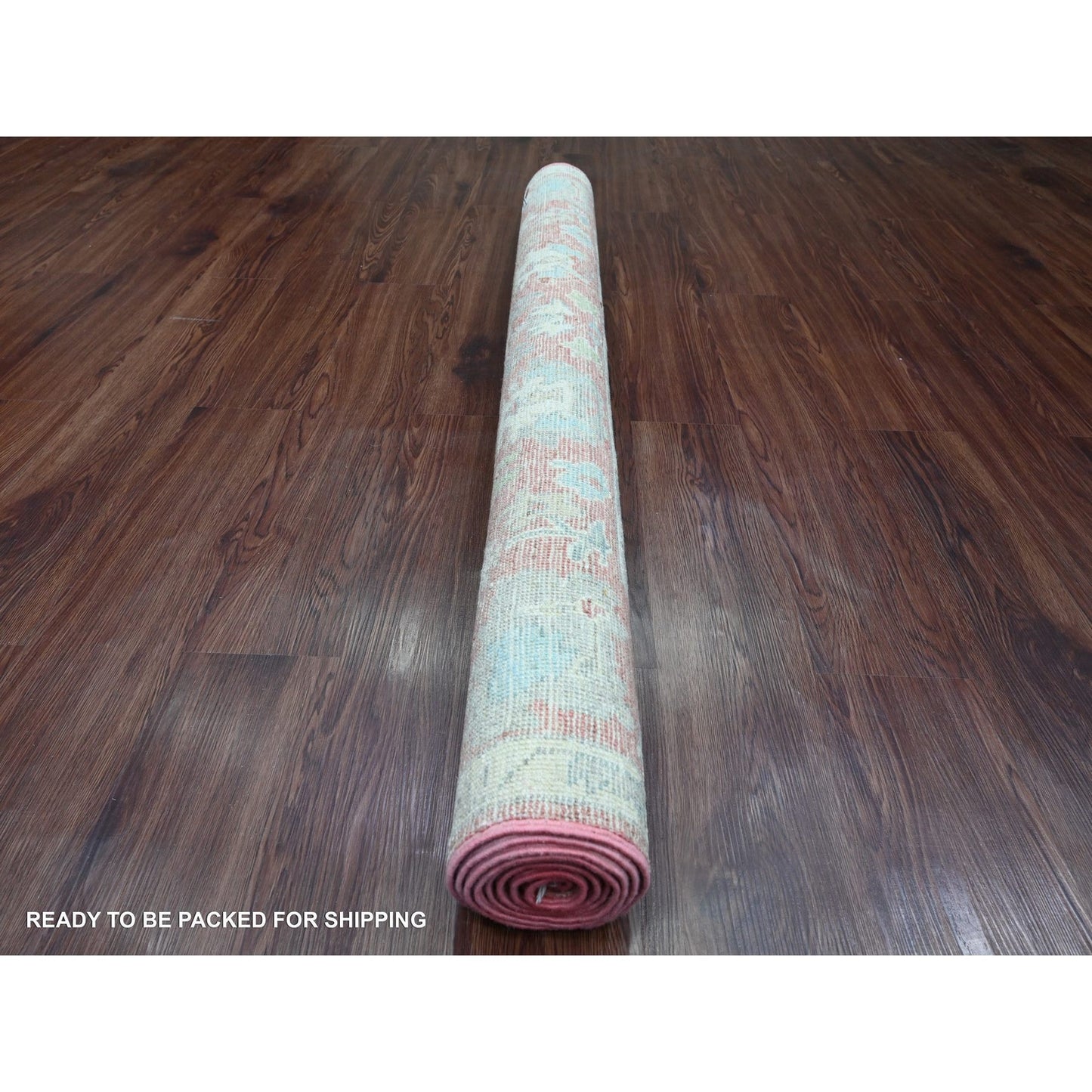 5'X6'10" Red Afghan Angora Oushak Leaf Design Hand Knotted 100% Wool Rug