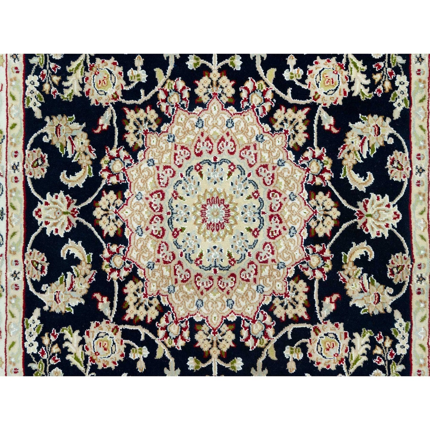 4'3"X6'3" Gale Force Blue 250 Kpsi Nain Denser Weave Hand Knotted Rug