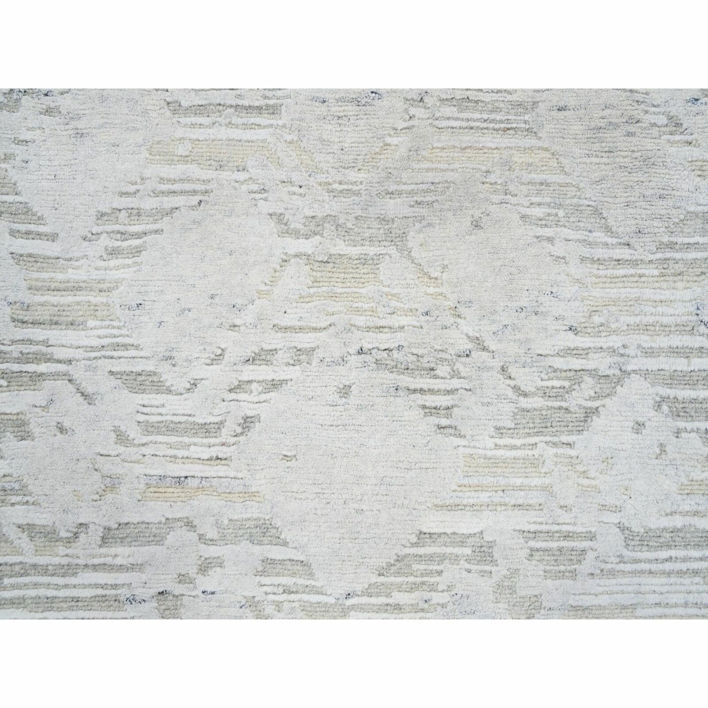 2'6"X9'9" Gray Modern Hand Knotted Hand Spun Natural Wool Runner Rug