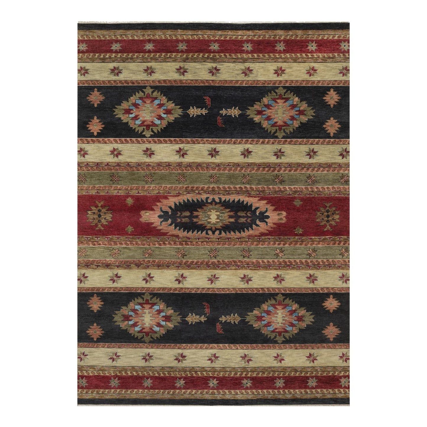 10'X14' Beige Southwestern American Indian Design Hand Knotted Wool Rug