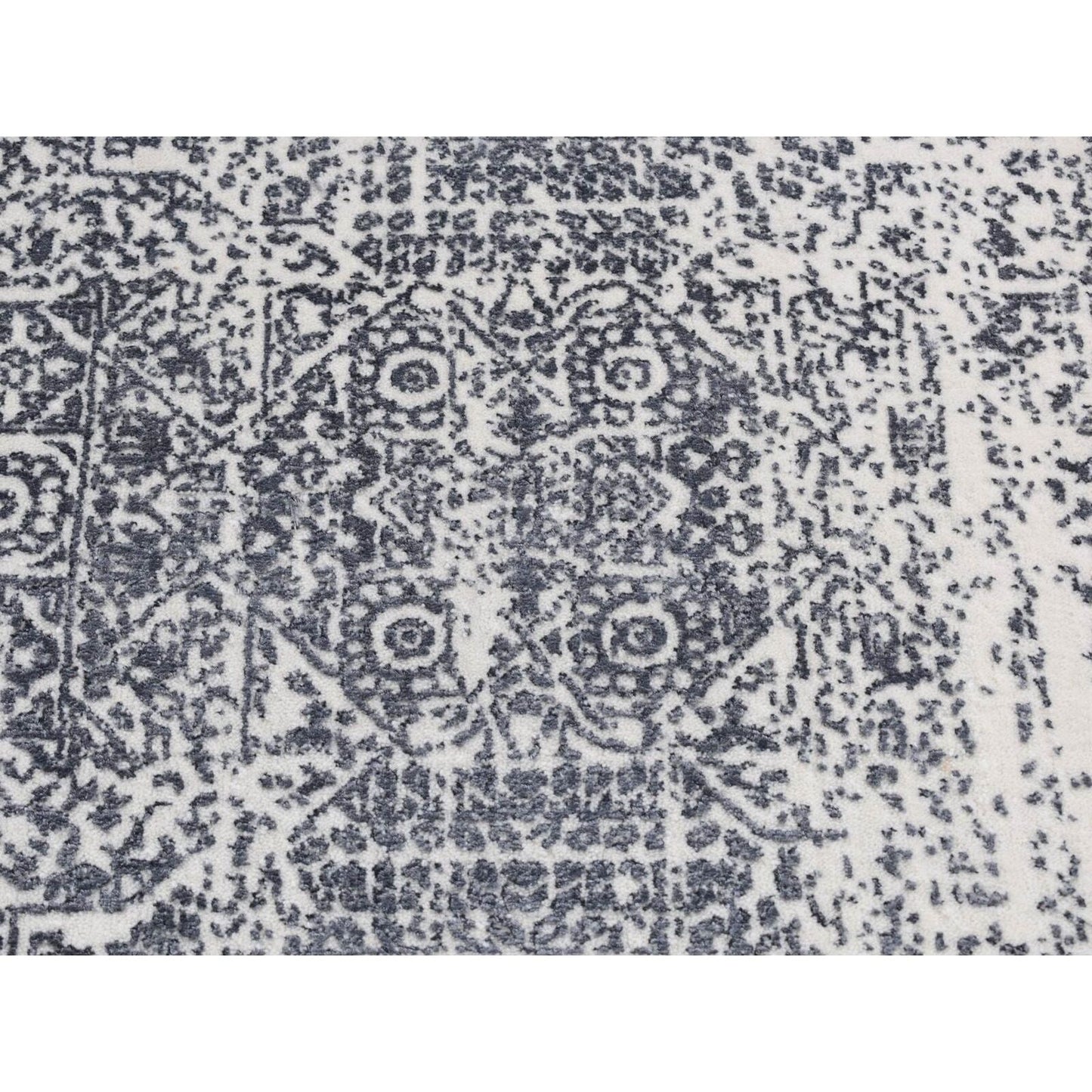 2'5"X7'9" Ivory Hand Loomed Wool And Art Silk Mamluk Design Runner Rug