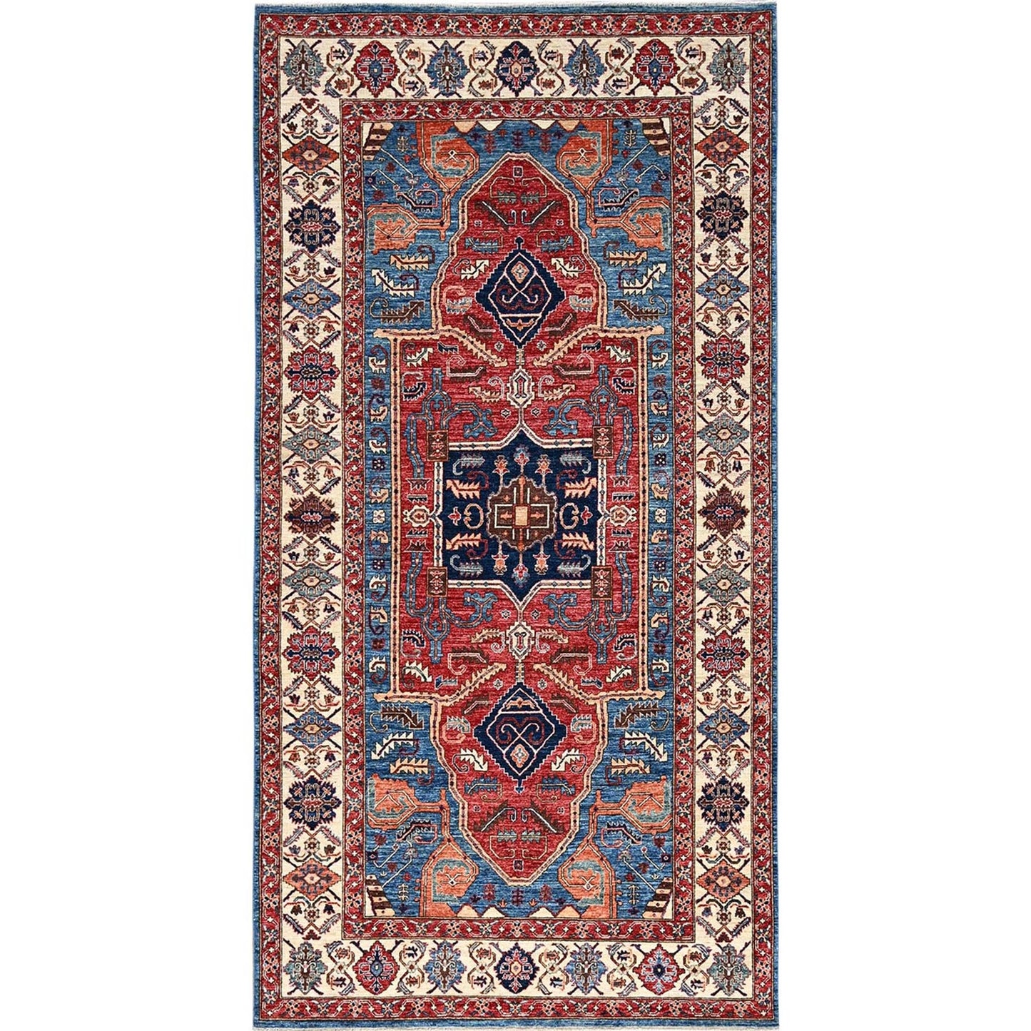 6'1"X11'7" Blue Aryana Grade Seeripe Heris Wool Hand Knotted Runner Rug