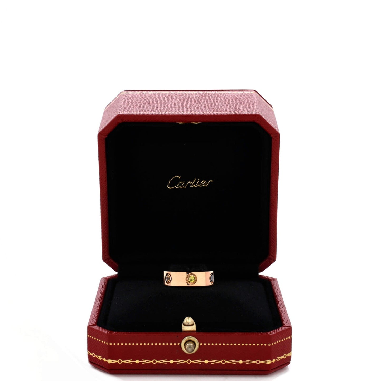 Cartier Love 6 Stone Band Ring 18K Rose Gold With Sapphires, Garnets