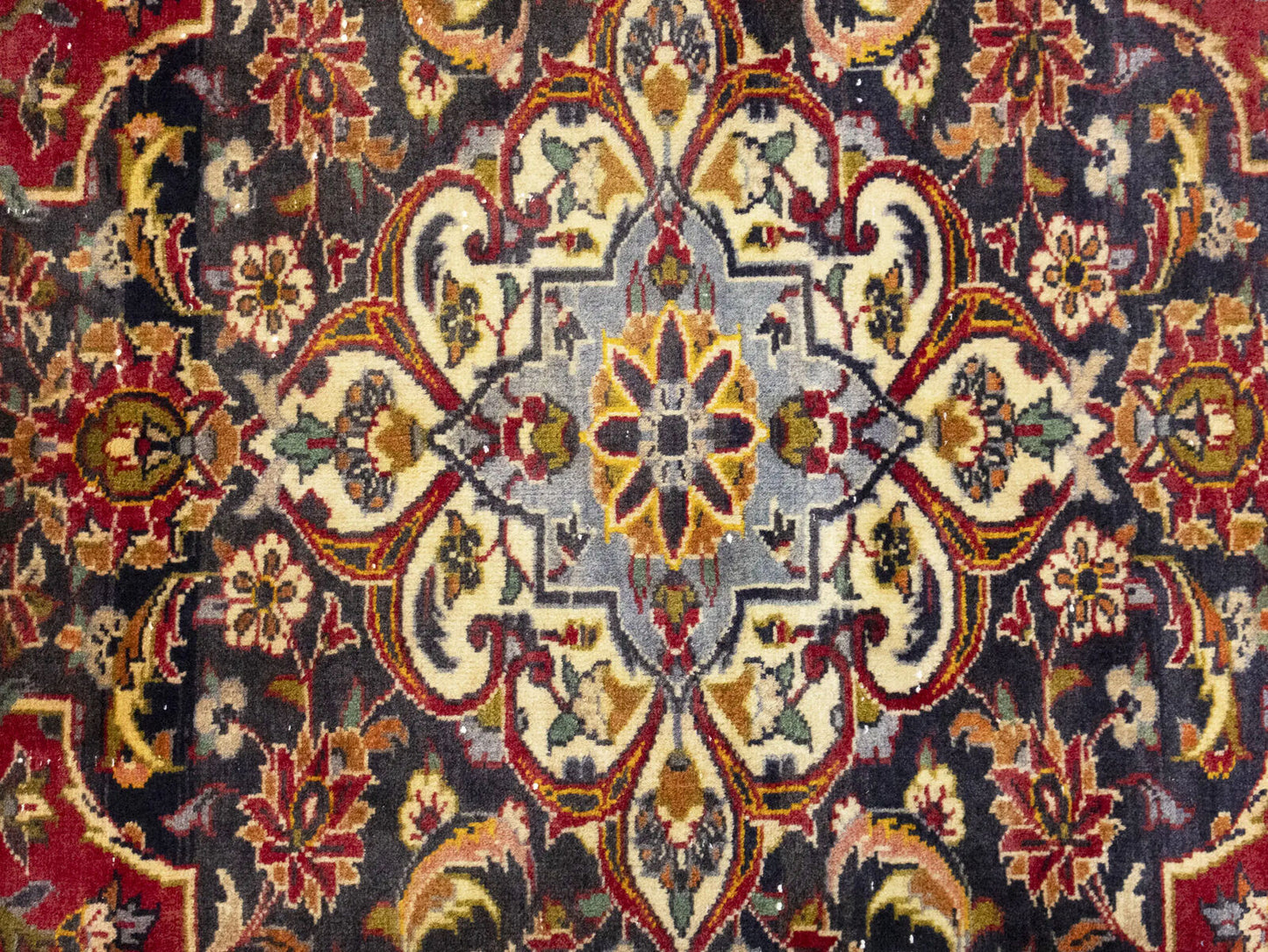 Semi-Antique Red Traditional Floral Handmade