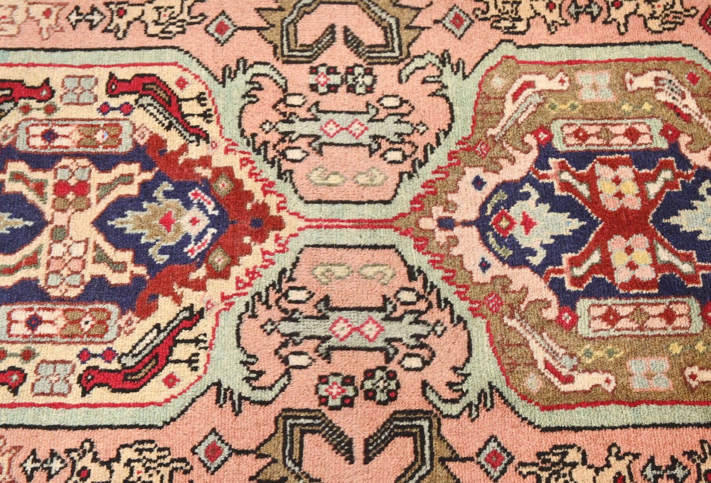 Handmade Pale Pink Oriental Runner Rug Tribal