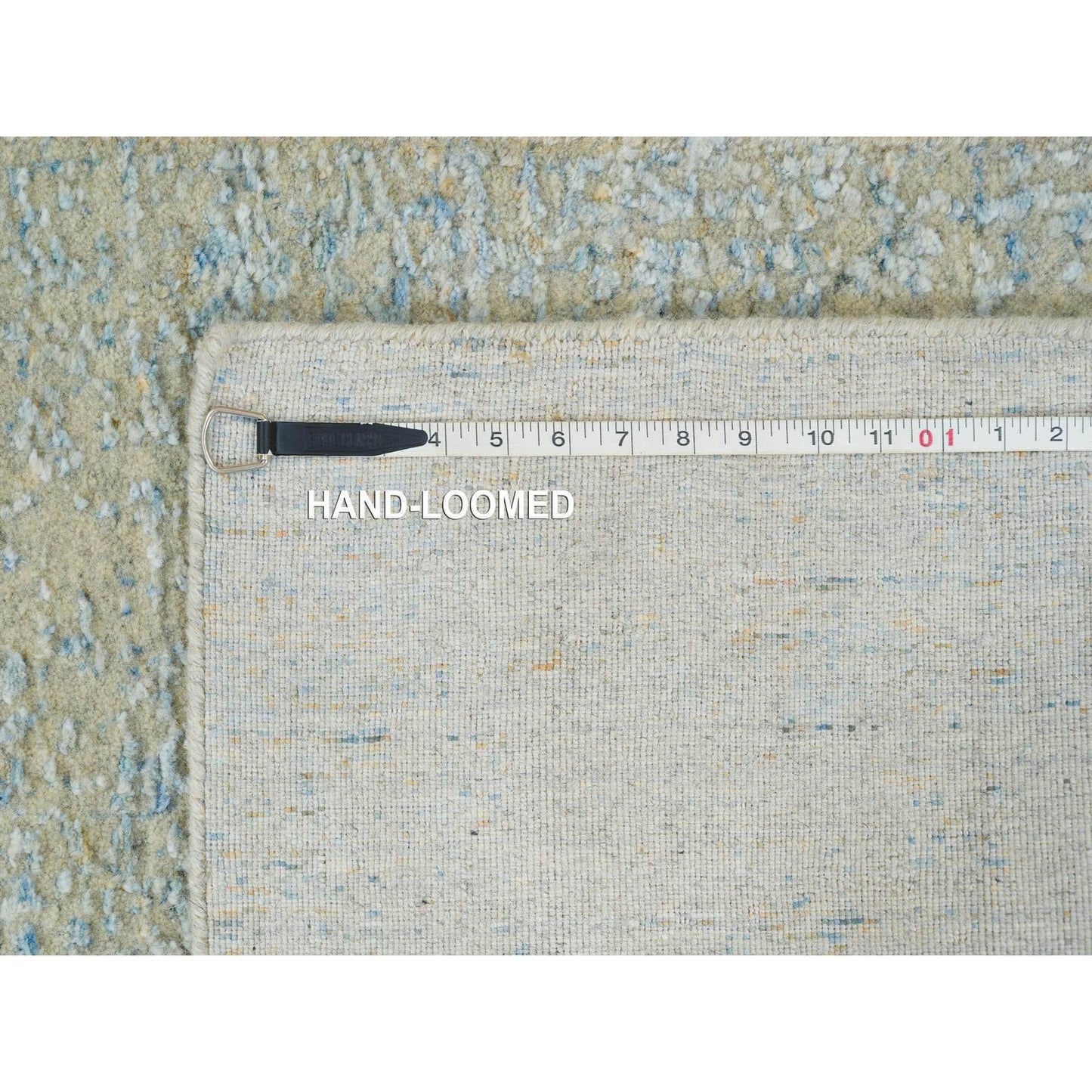 2'6"X12' Gray Modern Jacquard Hand Loomed Wool And Silk Runner Rug