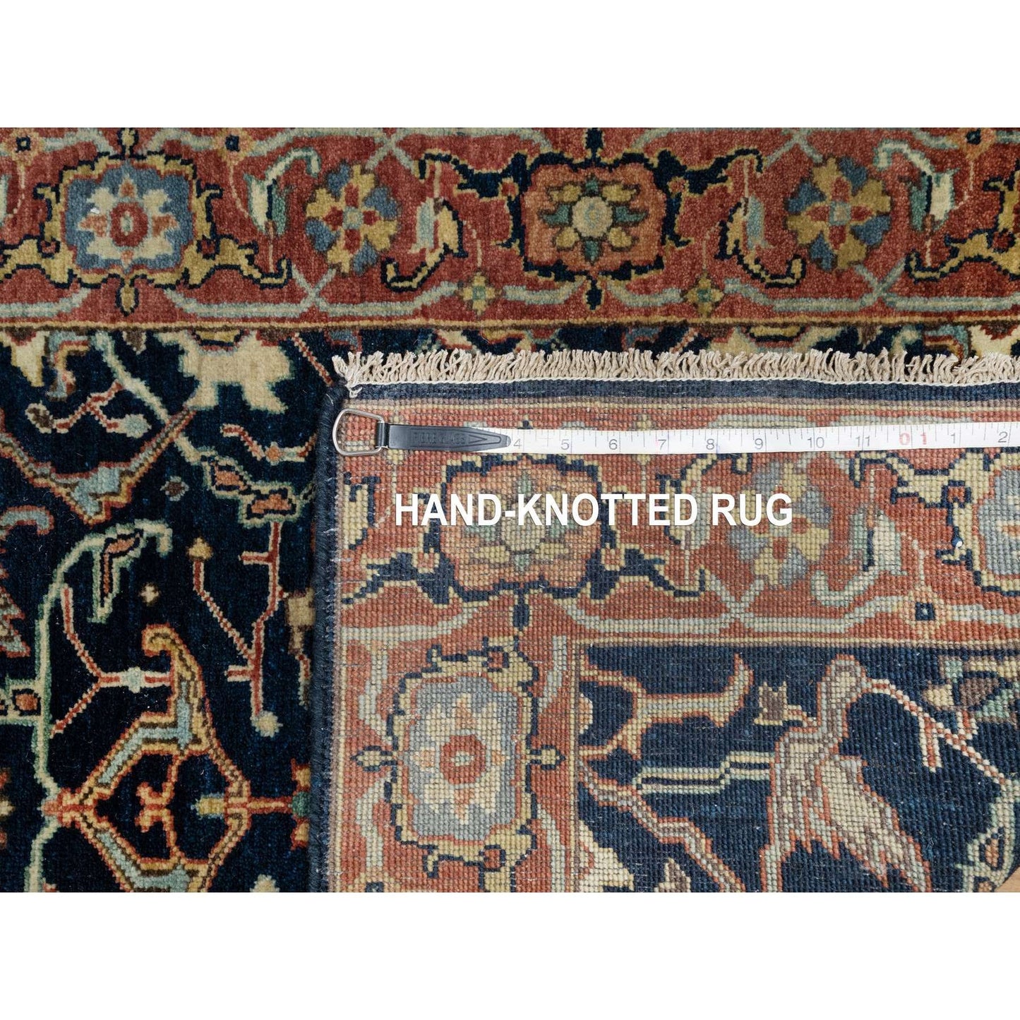 2'6"X8'1" Blue Organic Wool Antiqued Fine Heris Hand Knotted Runner Rug