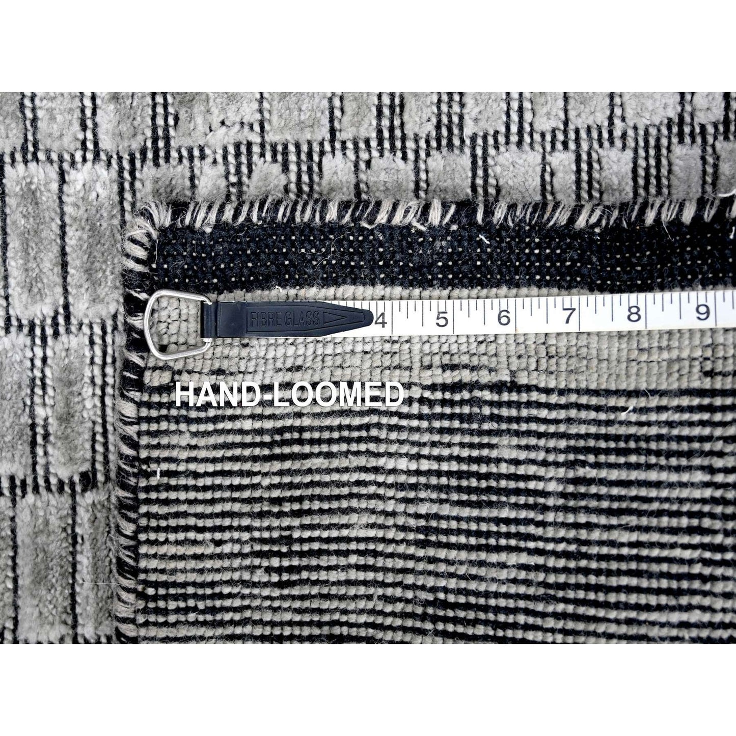 2'X3' Gray Modern Textured Hand Loomed Wool And Silk Mat Oriental Rug