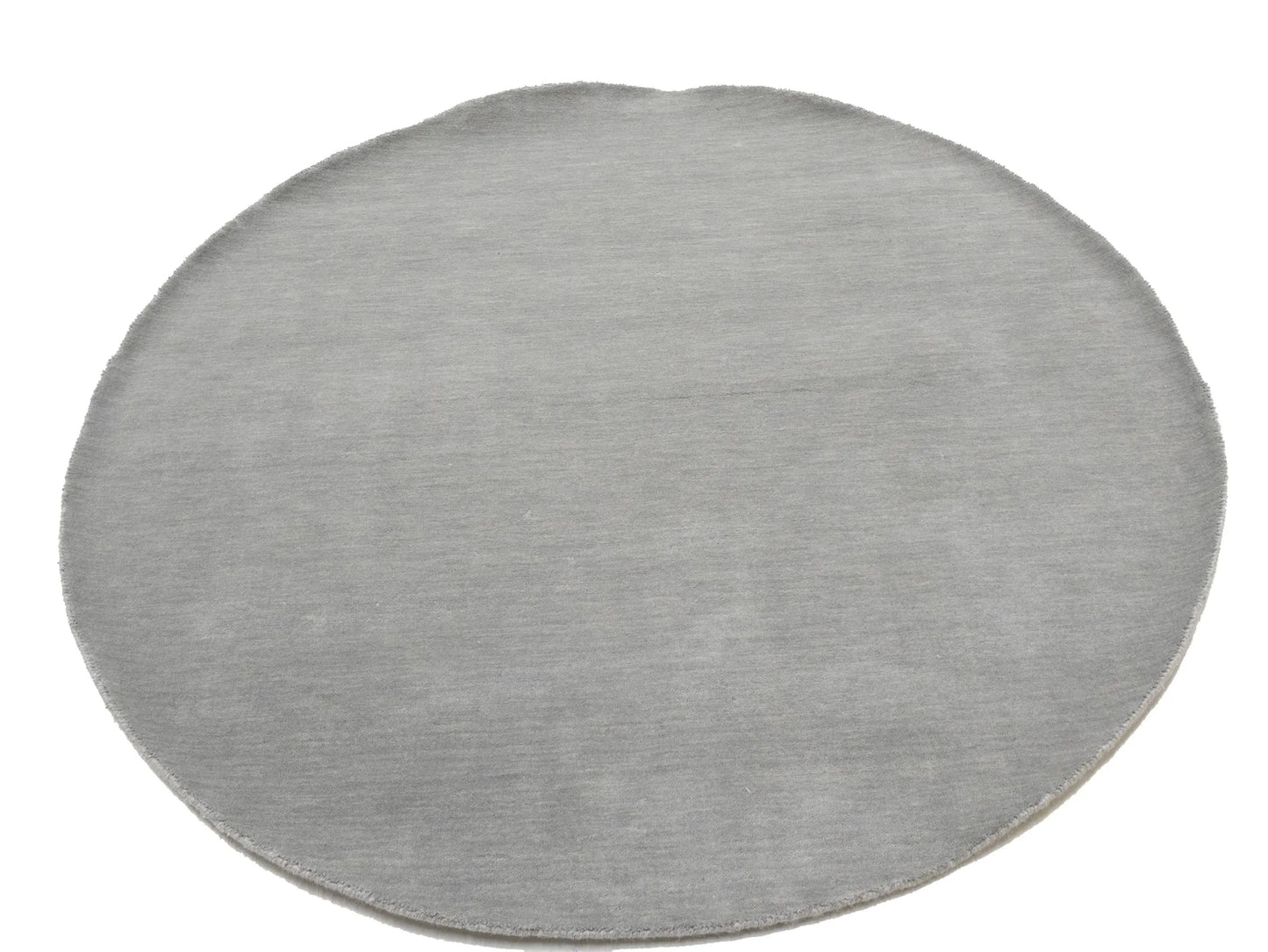 Gray Solid Hand-Loomed 6X6 Gabbeh Wool Round Rug