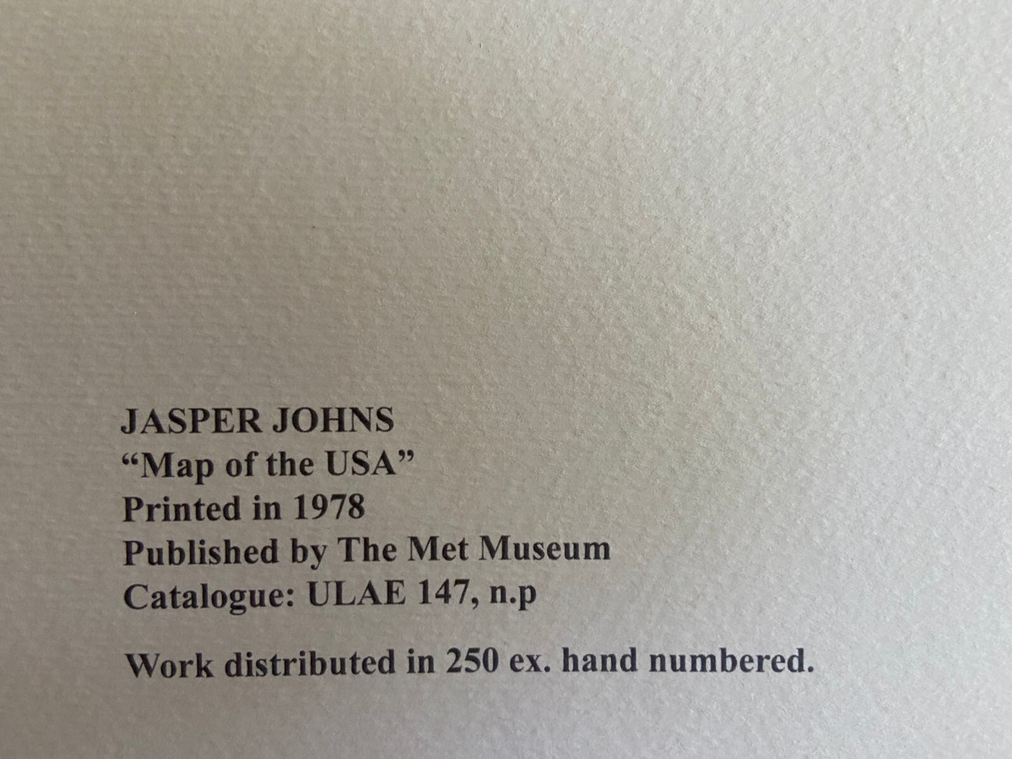 Jasper Johns ' Map ' Lithograph Coa Numbered Hand