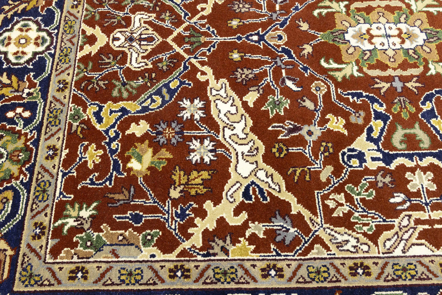 Rusty Red Oushak Chobi Oriental Rug Floral Living