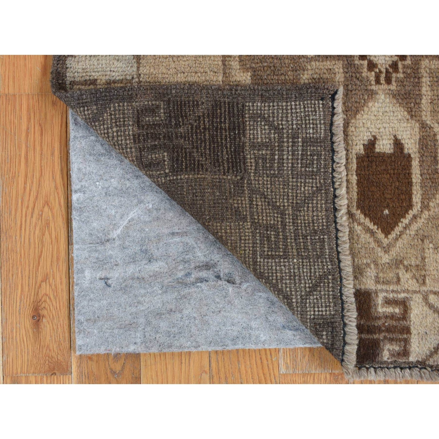 2'5"X8' Tan Color Washed Out Afghan Balooch Wool Hand Knotted Runner Rug