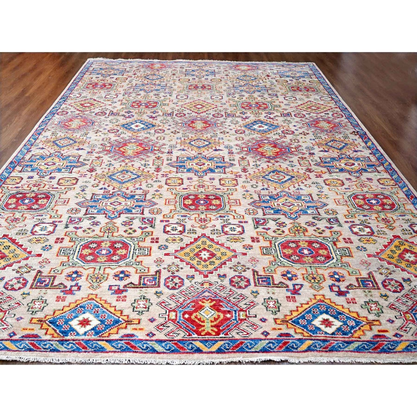 12'X17'9" Camel Geometric Design Wool Hand Knotted Oversize Oriental Rug