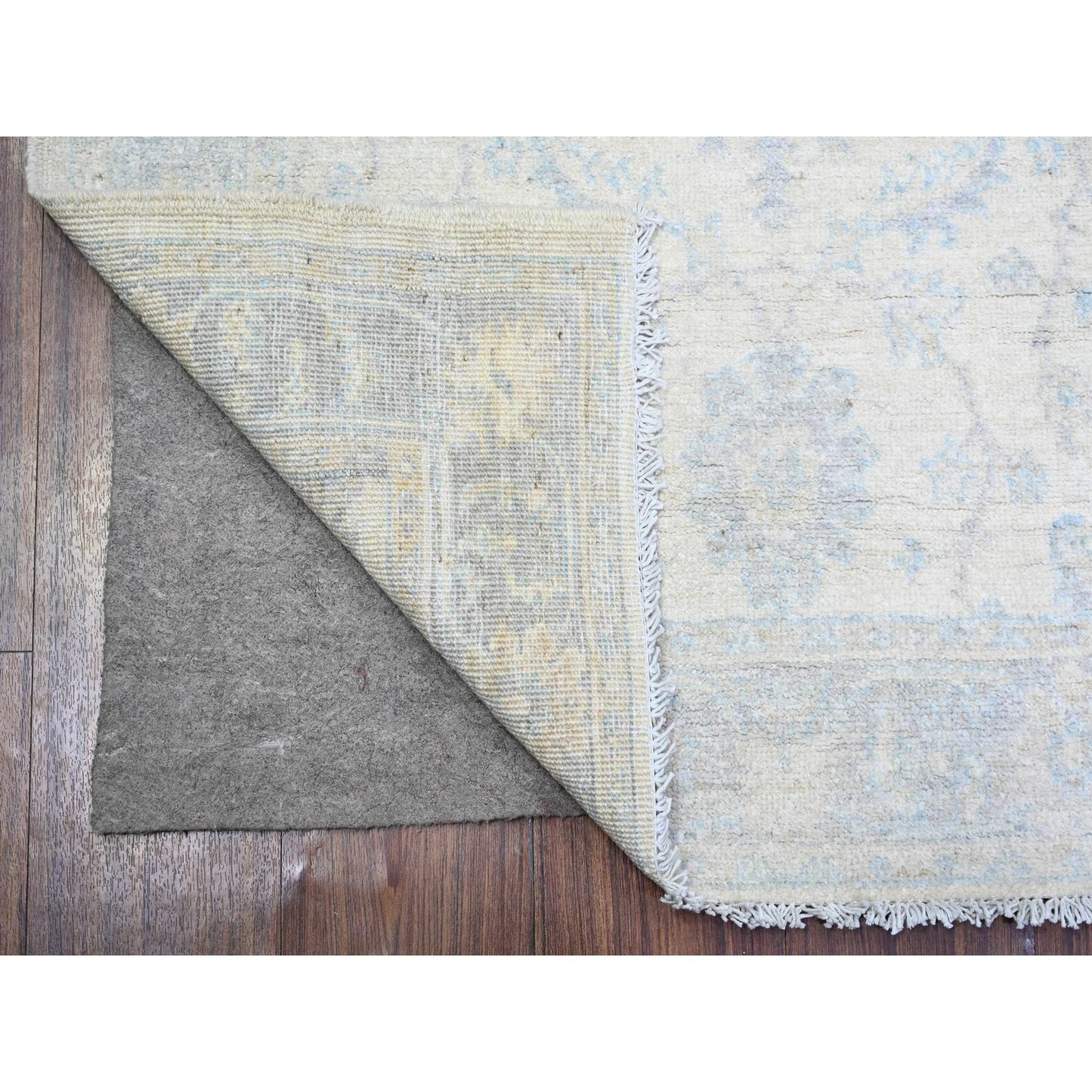 3'X4'9" Ivory, Organic Wool Hand Knotted, White Wash Peshawar, Rug