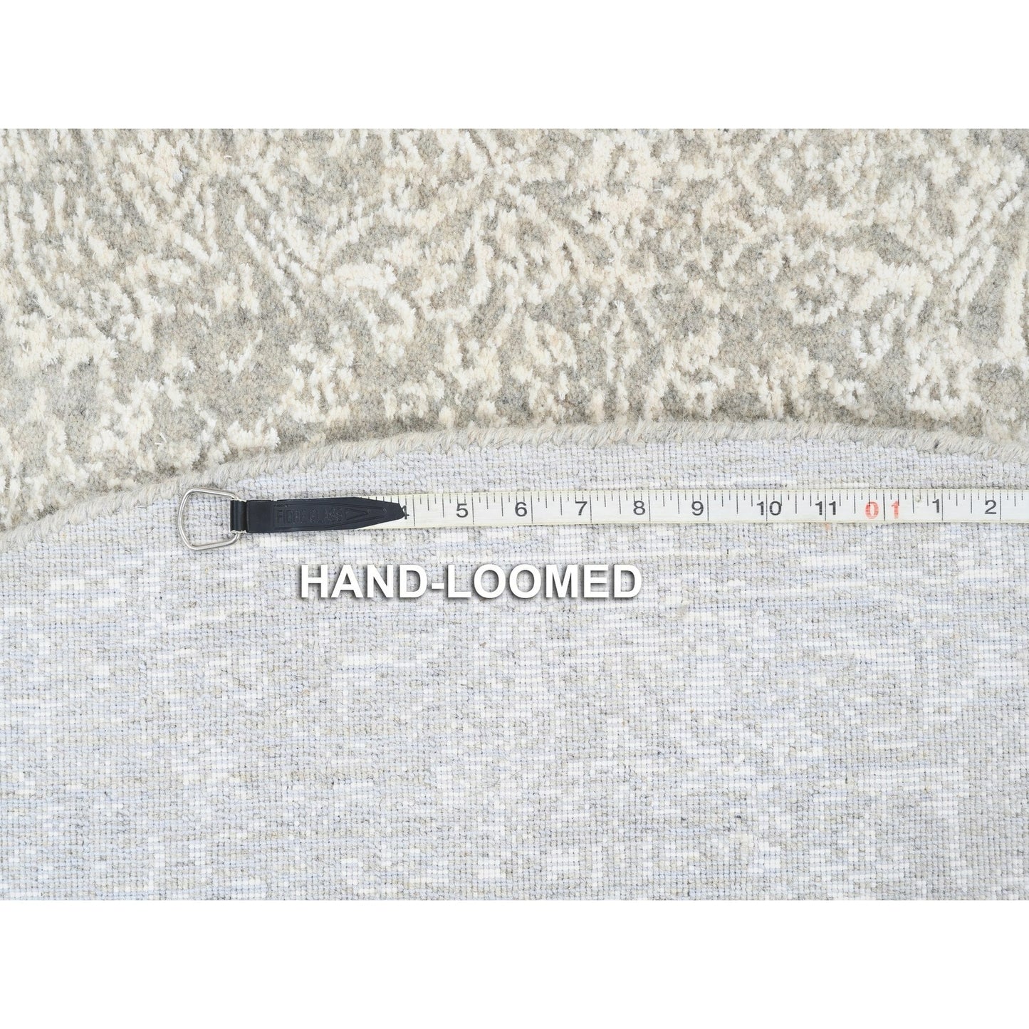 6'1"X6'1" Beige Wool And Silk Hand Loomed Fine Jacquard Round Rug