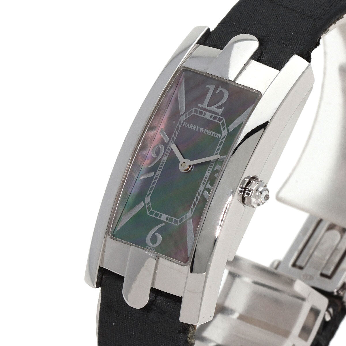 Harry Winston Avenue C Watches 330Lqw K18 White Gold/Leather X Satin Ladies