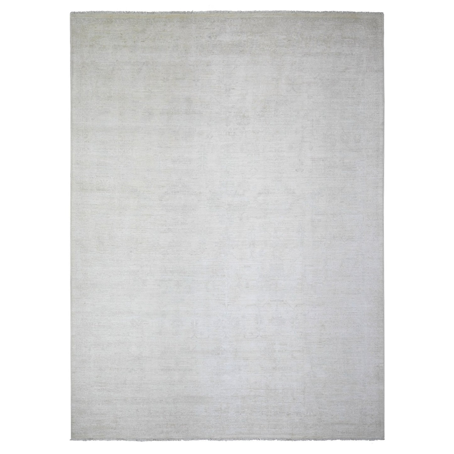 8'9"X11'9" Retro White Washed Out Peshawar Wool Hand Knotted Oriental Rug