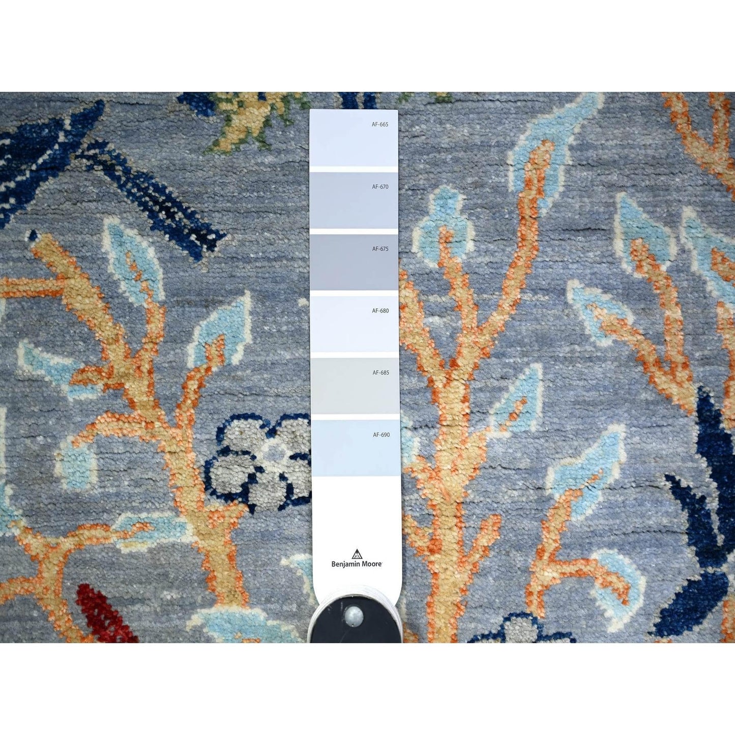 2'7"X7'8" Oxford Gray Afghan Peshawar Wool Hand Knotted Runner Rug