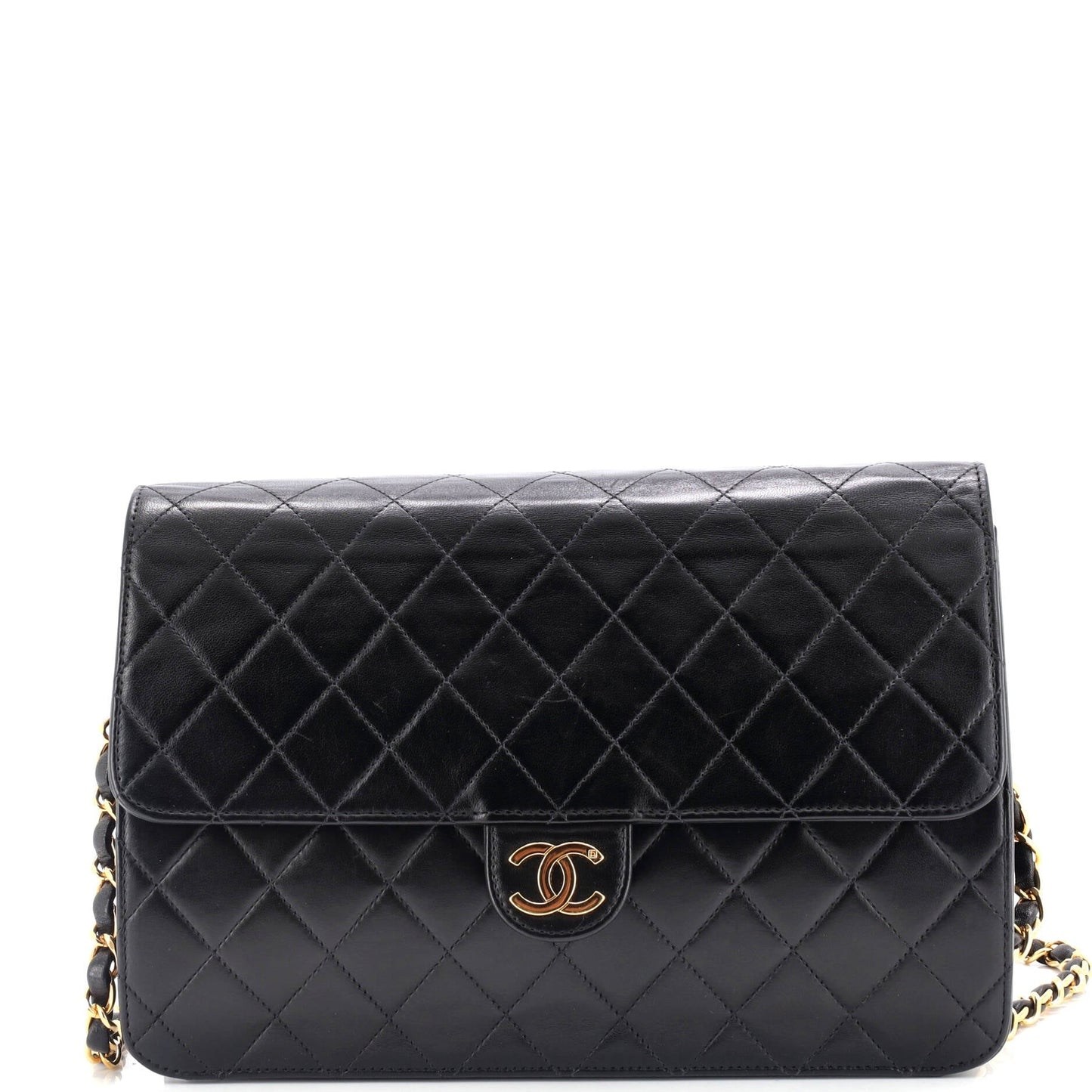 Chanel Vintage Clutch With Chain Quilted Leather Medium