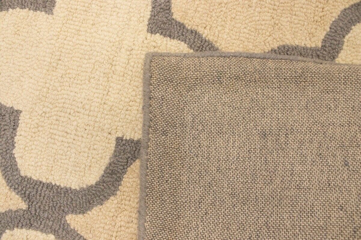 Cream Beige Trellis Style Rug Hand-Tufted Modern