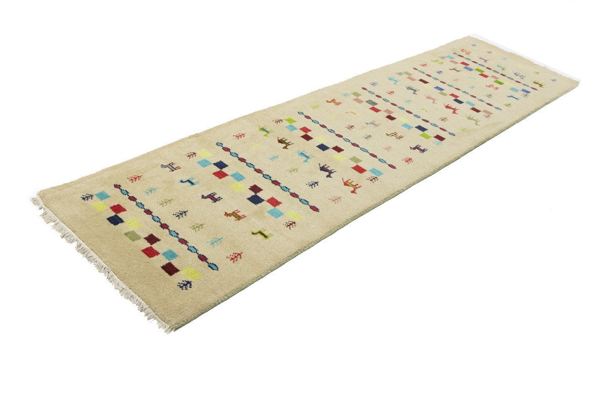 Hand-Knotted Tribal Indo-Gabbeh Pictorial Runner