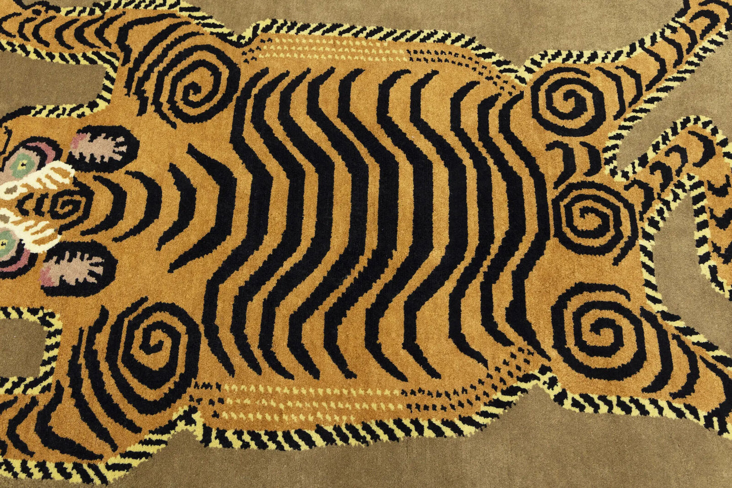 Nepali Round Oriental Rug Tribal Pictorial Style