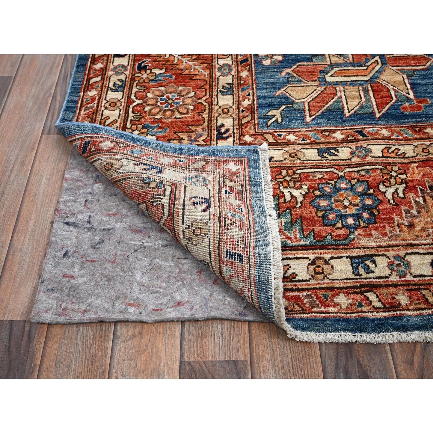 10'X13'10" Imperial Blue Heris All Over Design Soft Wool Hand Knotted Rug