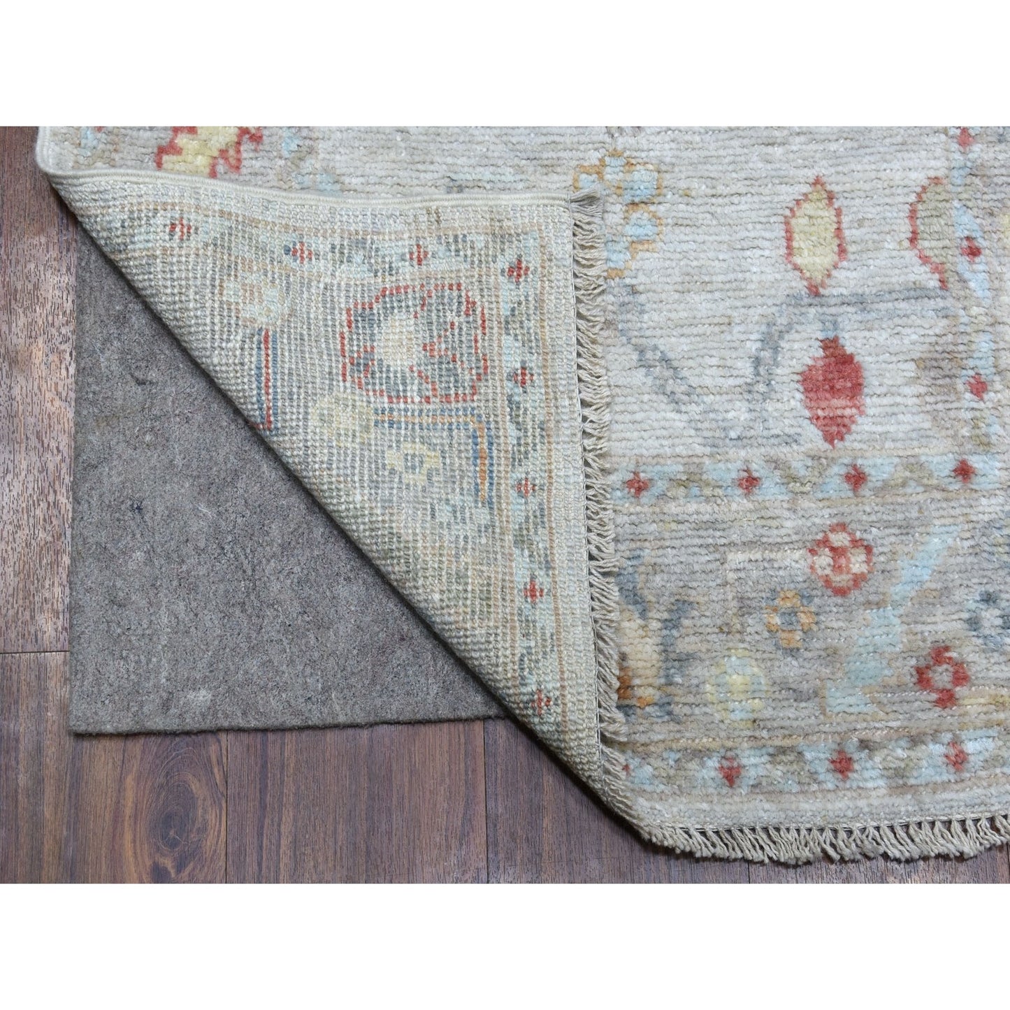 2'6"X14' Soft Velvety Wool Hand Knotted Gray Angora Oushak Runner Rug