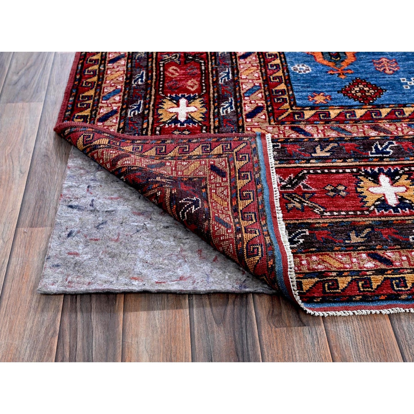 10'X10' Imperial Blue Caucasian Design Revival Hand Knotted Wool Square Rug