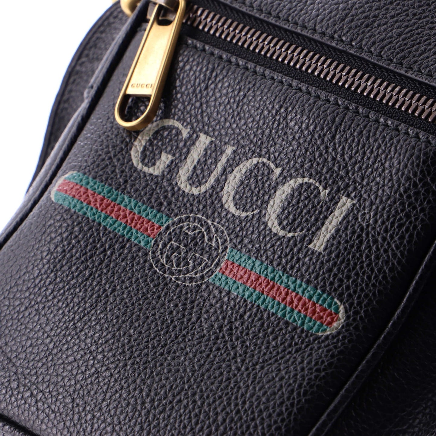Gucci Logo Zip Messenger Bag Printed Leather Mini