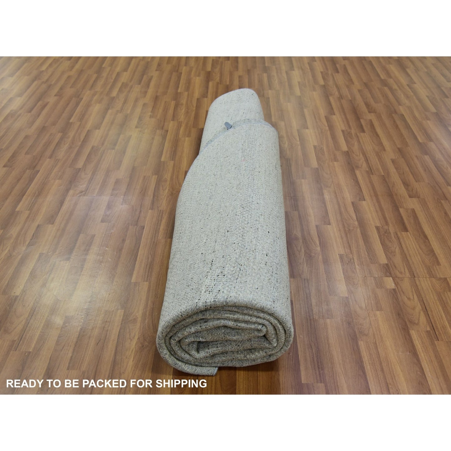 11'X11' Rustic Gray Grass Design Hand Knotted Undyed Wool Round Rug