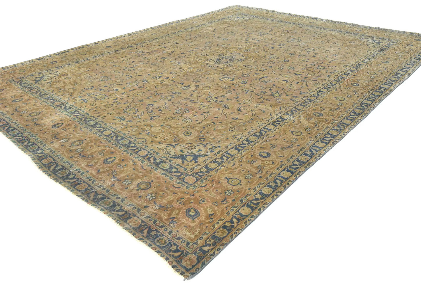 Hand-Knotted Distressed Vintage 9X12 Ft