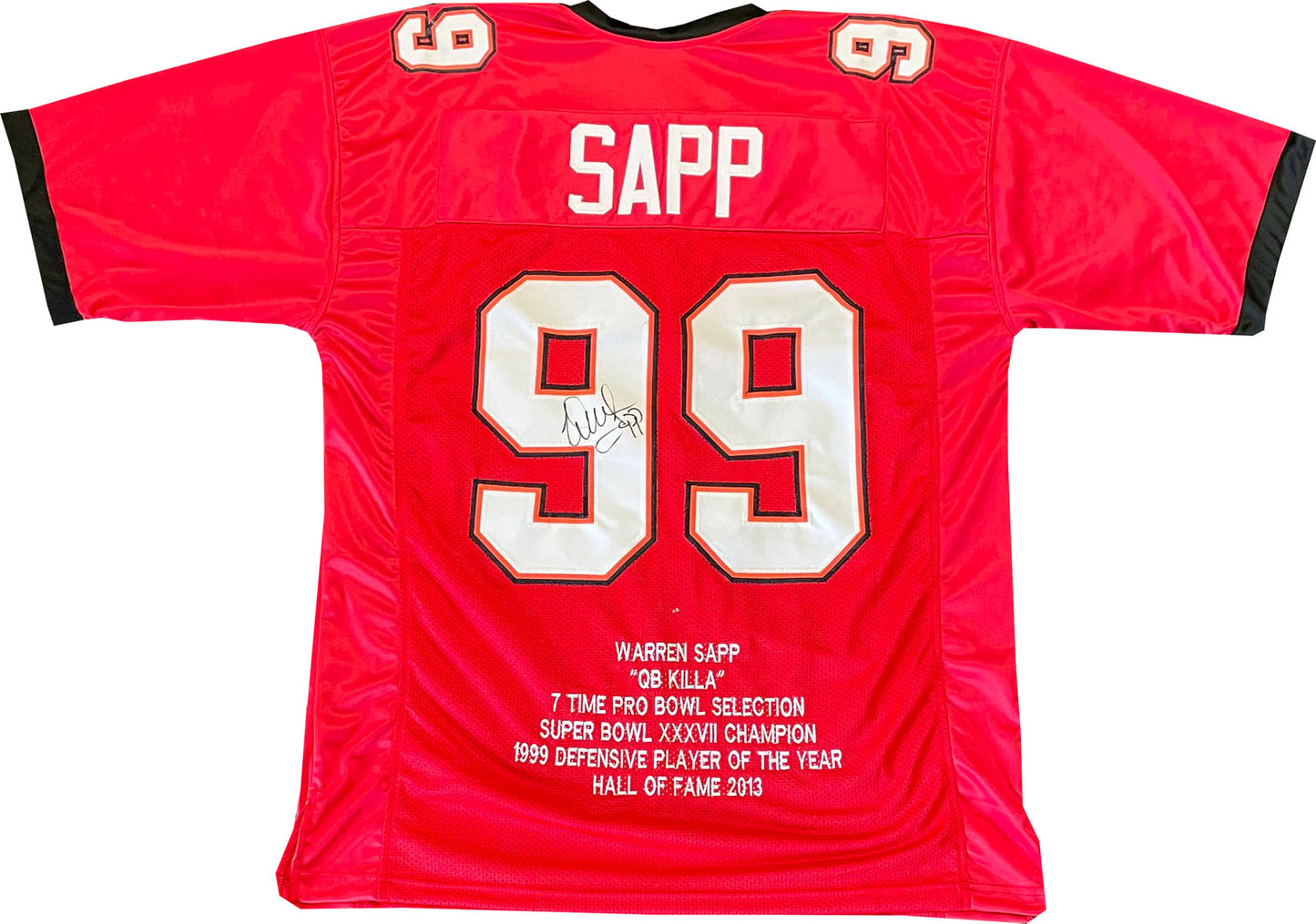 Warren Sapp Autographed Tampa Bay Buccaneers Embroidered Jersey (Psa)