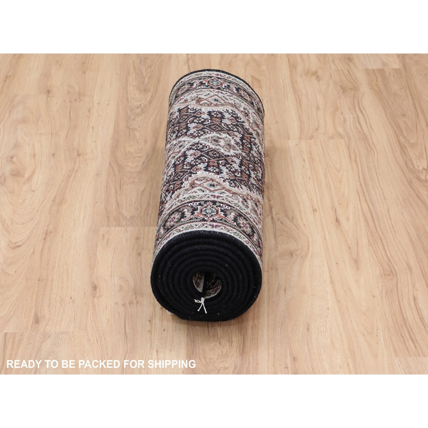 2'6"X10'1" Black Tebraz Mahi Fish Design Runner Hand Knotted Rug