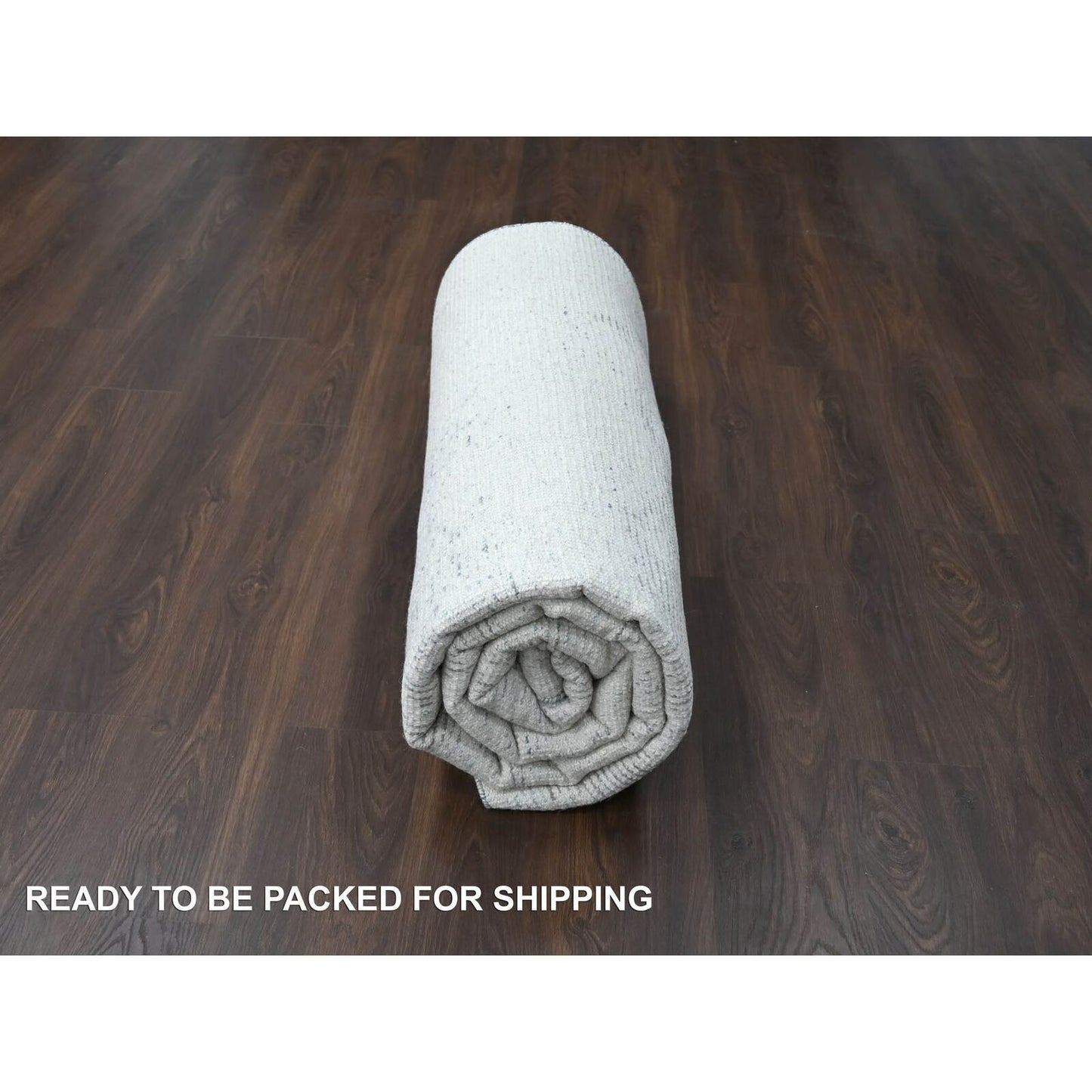 8'X9'10" Ivory Thick & Plush Moroccan Contemporary Wool Hand Knotted Rug