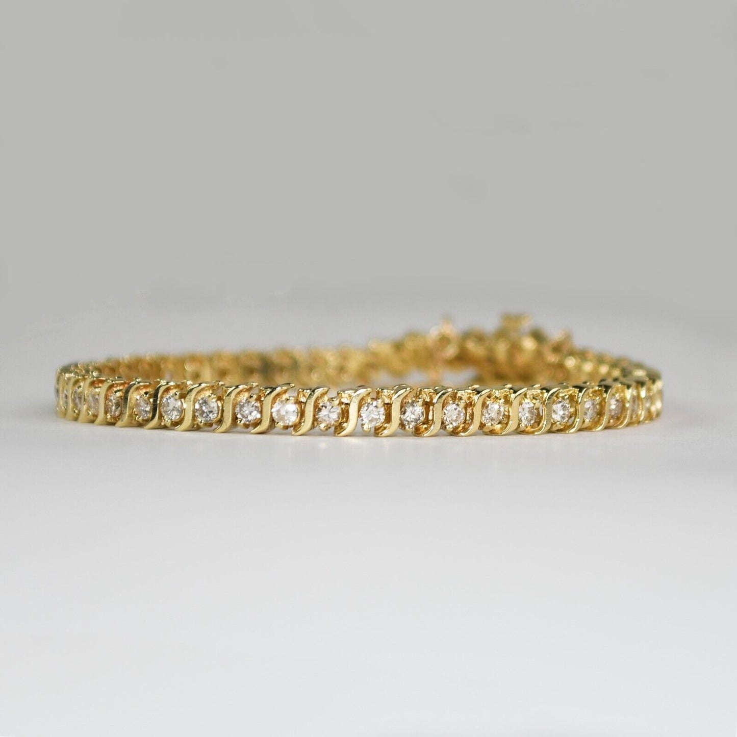 14K Yellow Gold Diamond Tennis Bracelet 2.00Ct