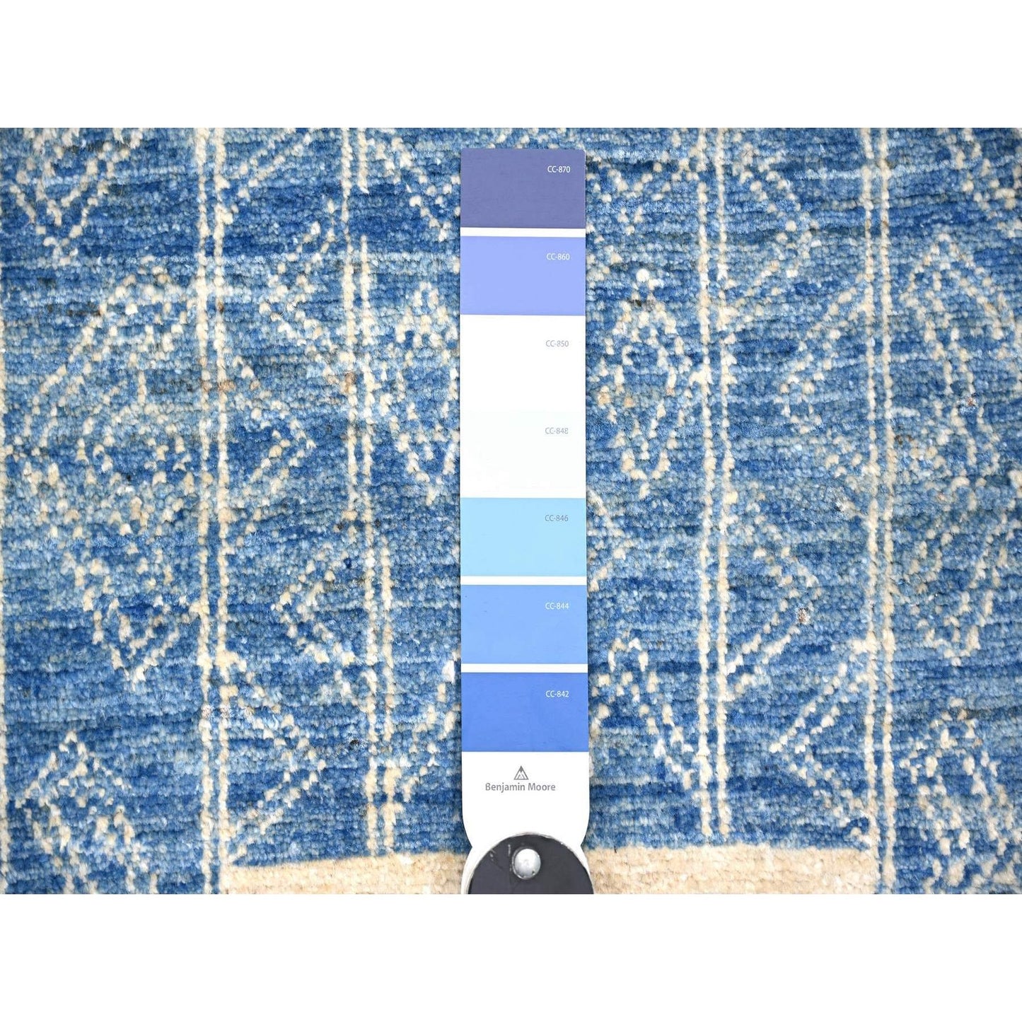 8'X9' Denim Blue Fine Peshawar Wool Hand Knotted Oriental Rug