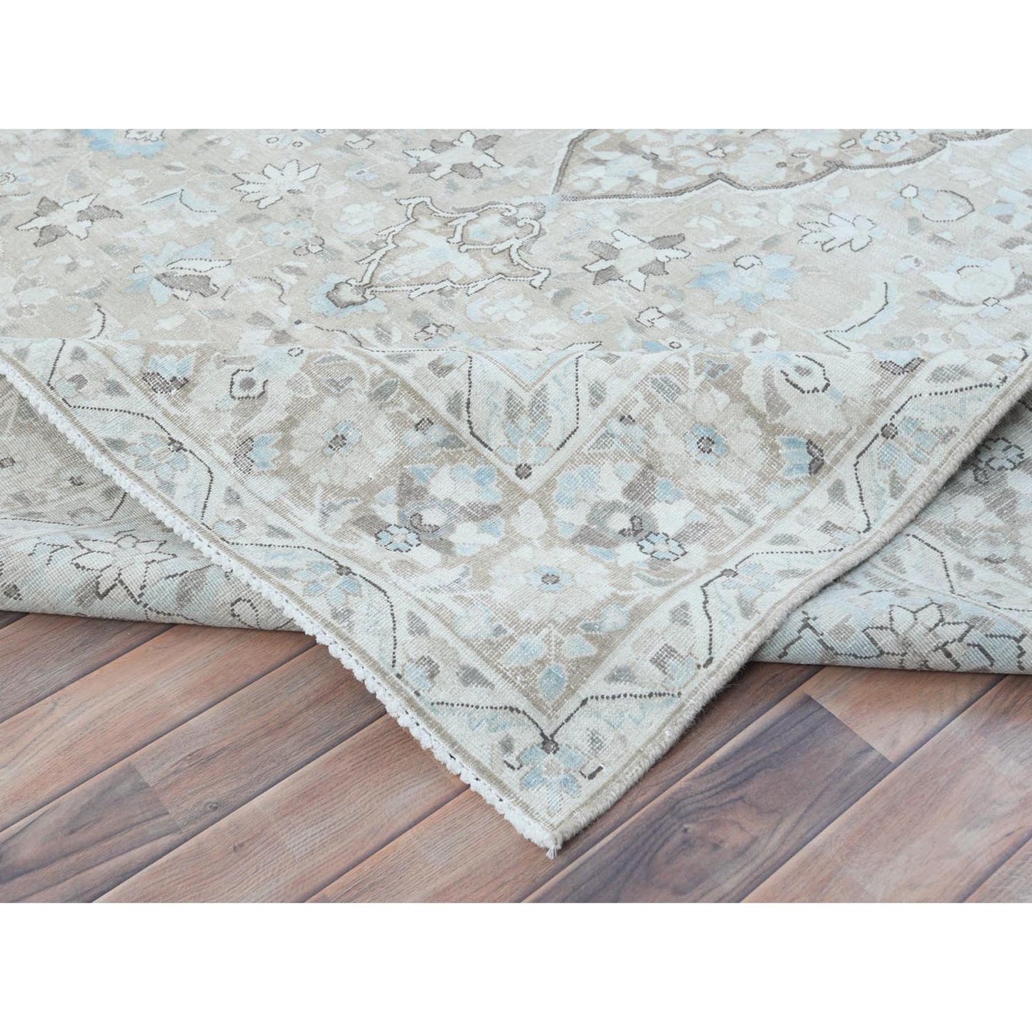 7'6"X10'10" Old Farsian Hand Knotted Wool Shabby Chic Distressed Look Rug