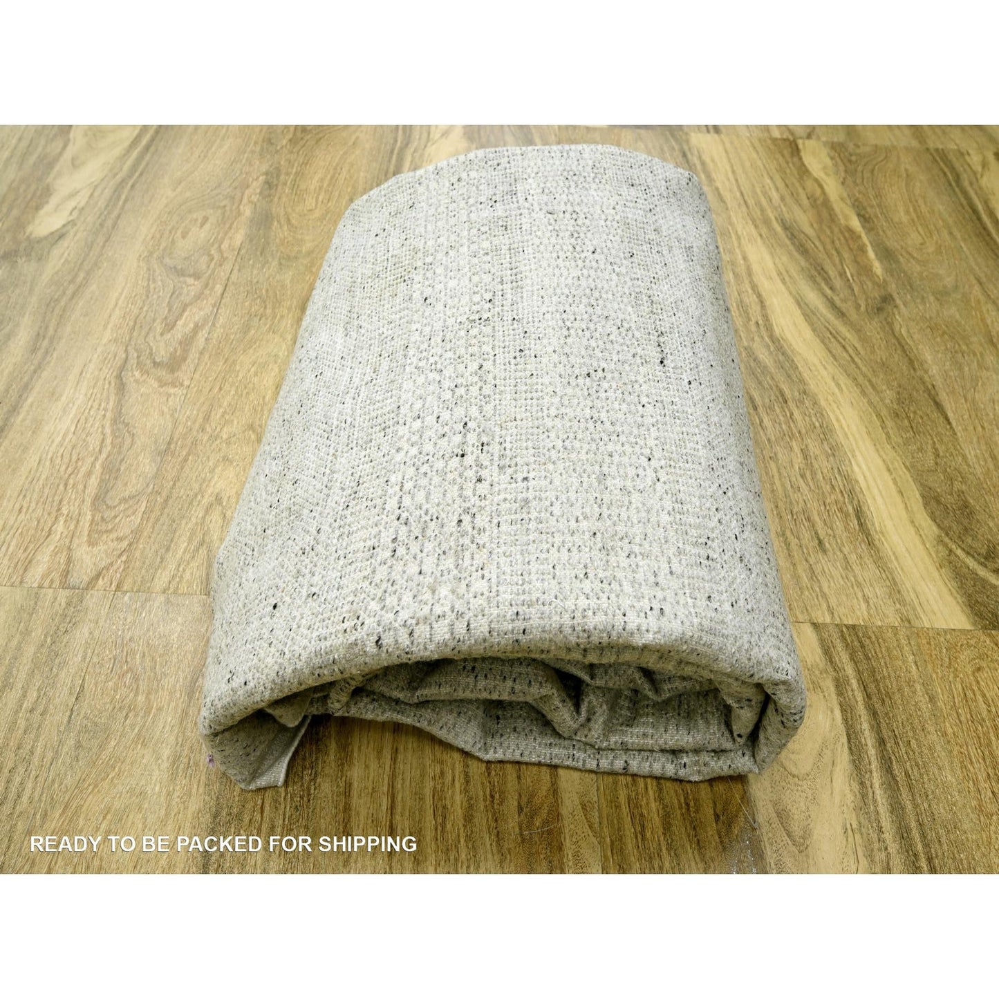12'1"X14'10" Gray Grass Design Textured Wool Hand Knotted Xl Oriental Rug