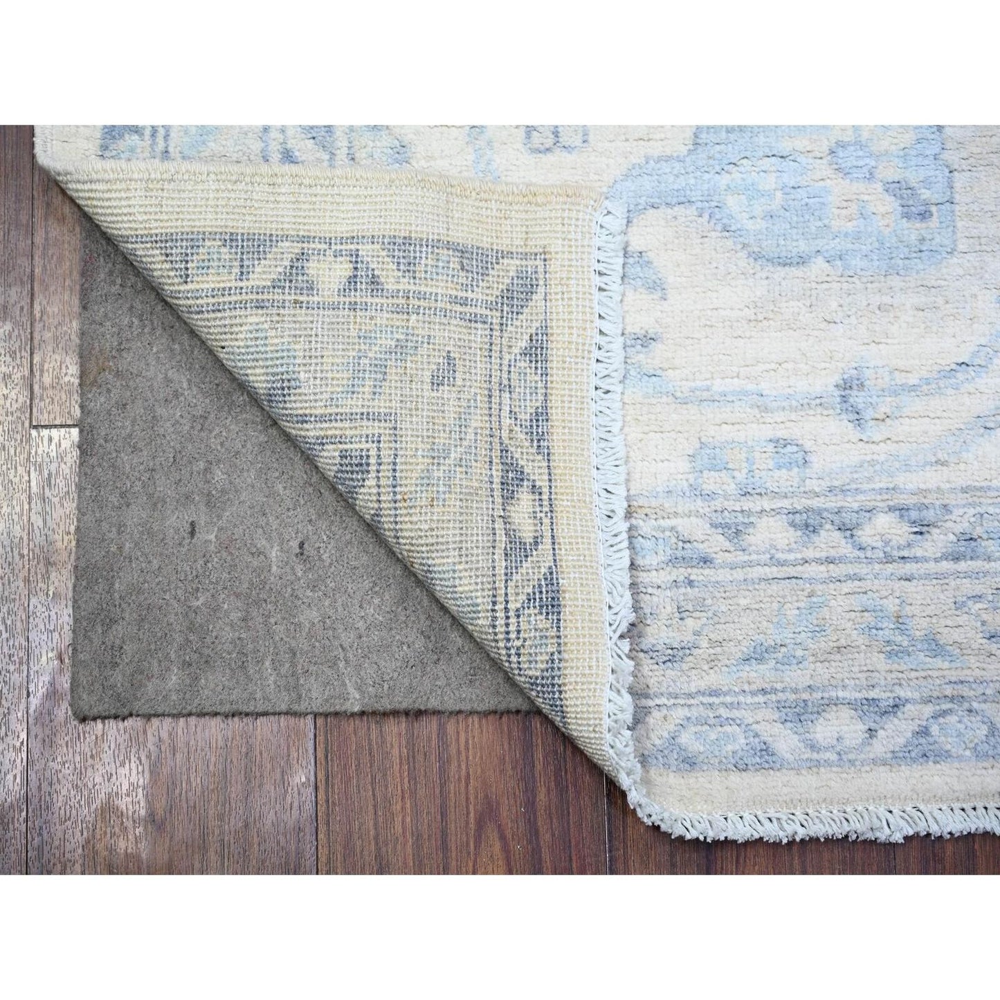 2'10"X9'7" Old Wood Ivory Finer Peshawar Wool Hand Knotted Oriental Rug
