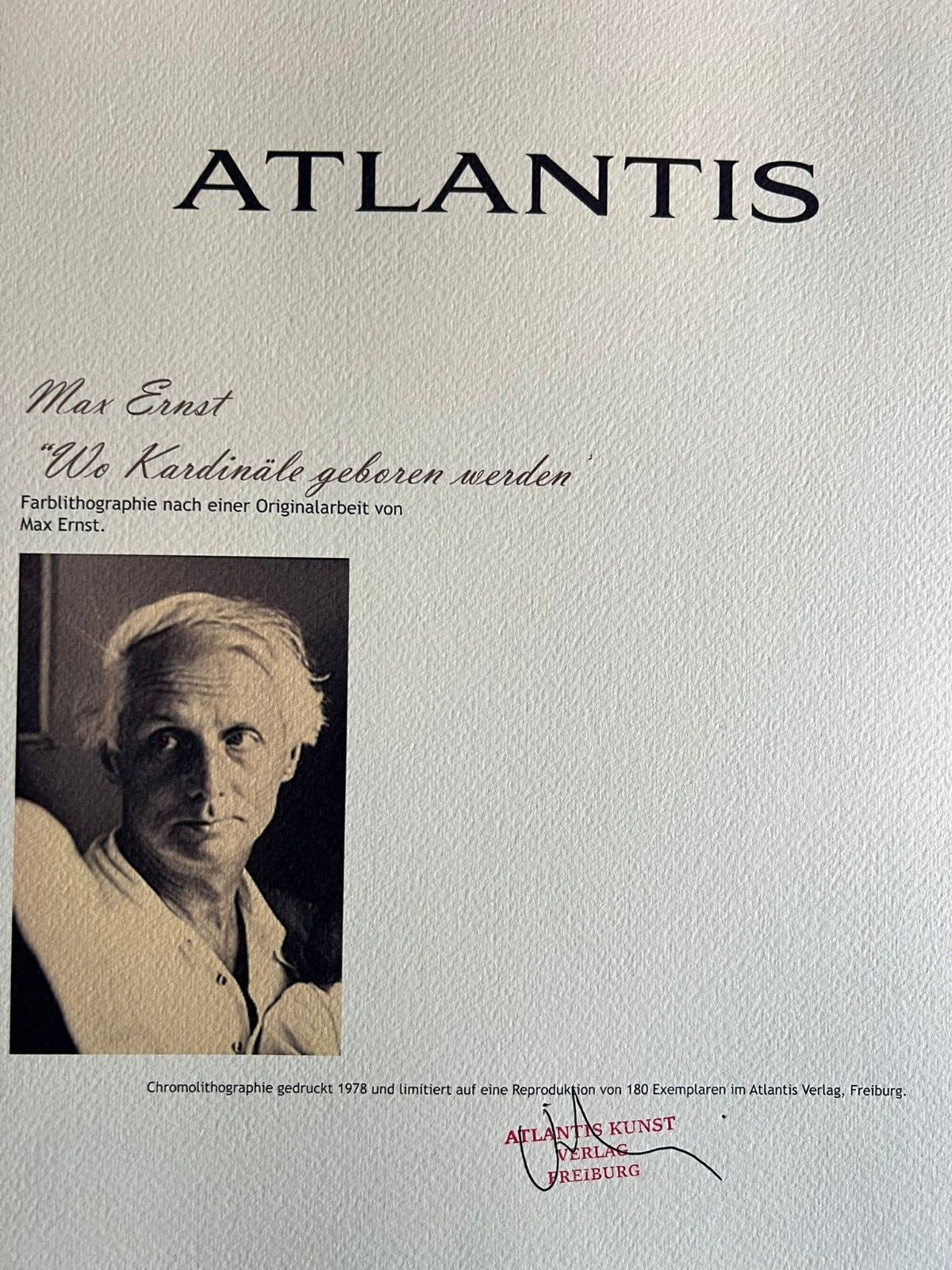 Max Ernst Lithograph Coa Signed Op Numbered By Hand (Dal)